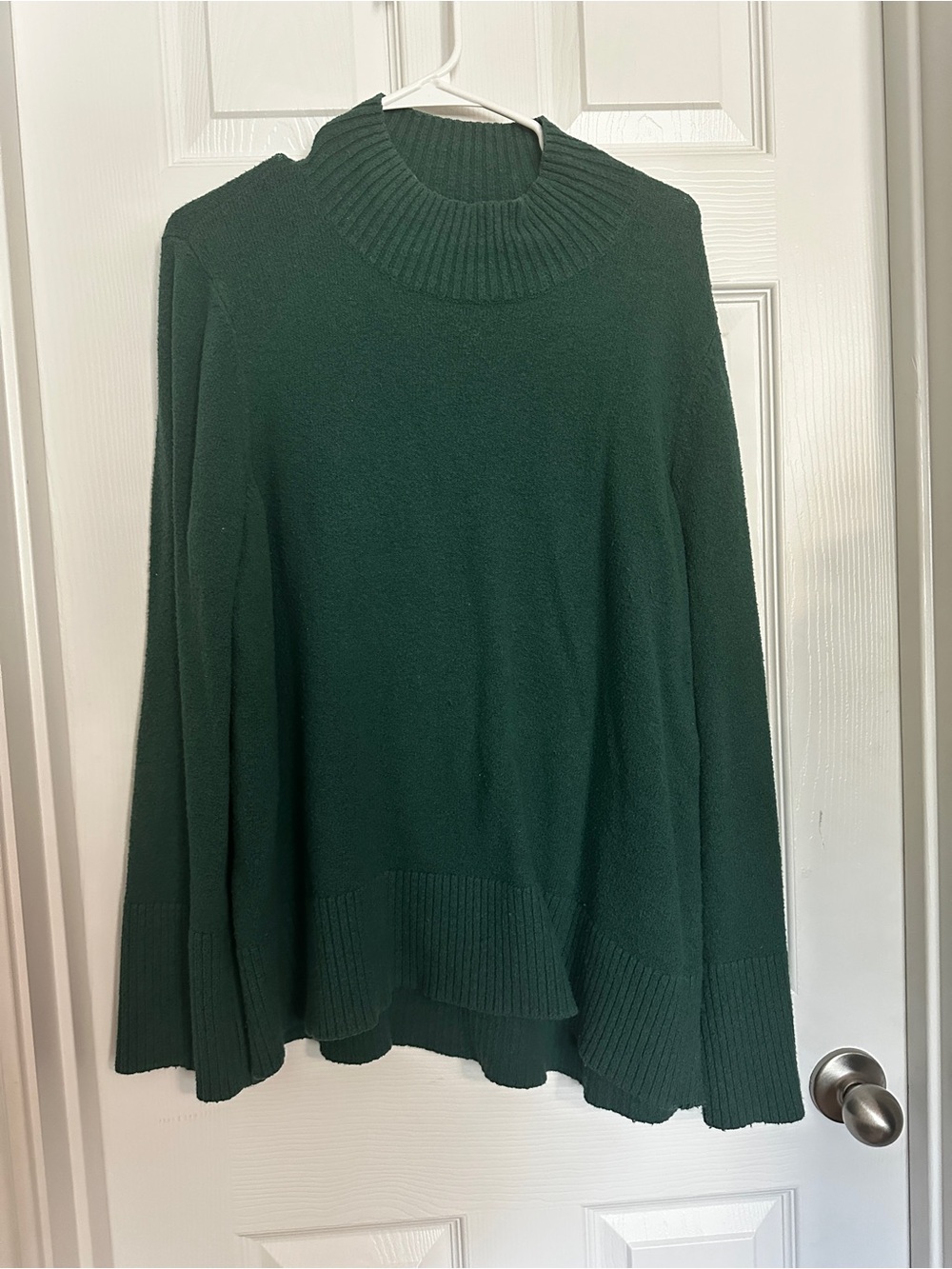 LOFT Deep Green Ribbed Funnel Neck Sweater